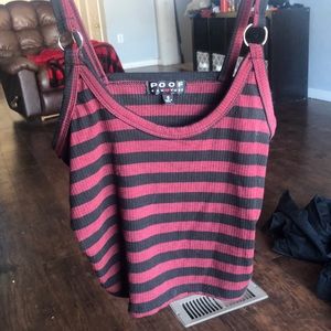 Black and red striped crop top